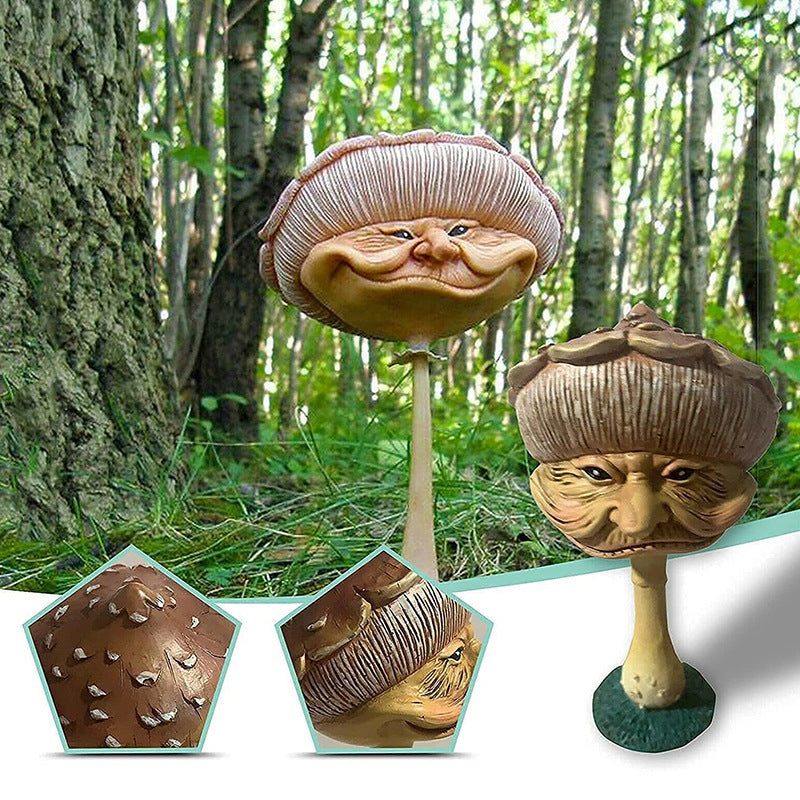 Funny Mushroom Garden Statue, Hand-Painted Resin Decor