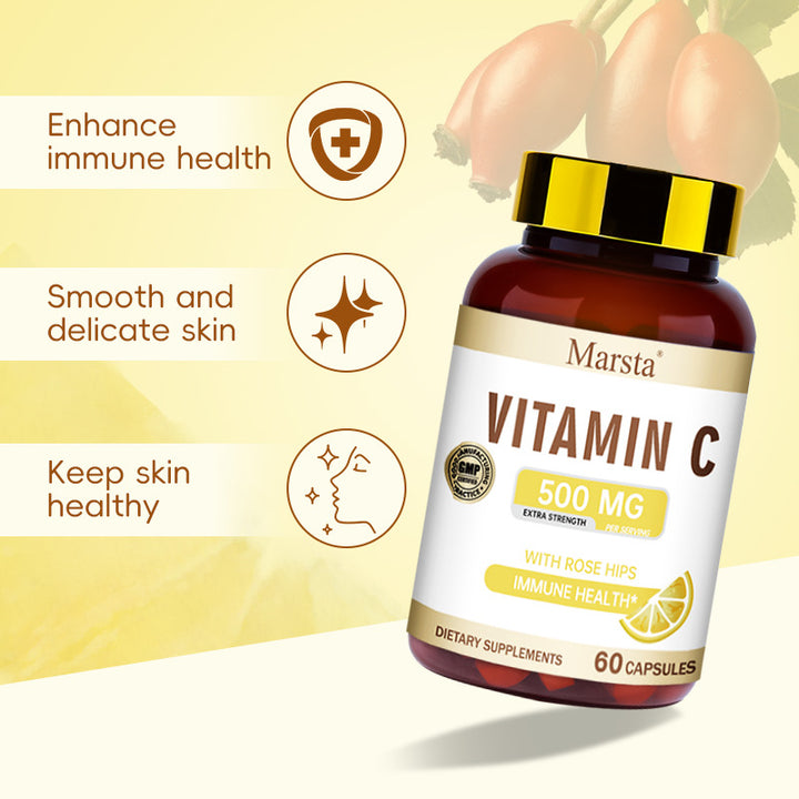 Vitamin C Capsules with Rose Hips — Extra Strength Immune