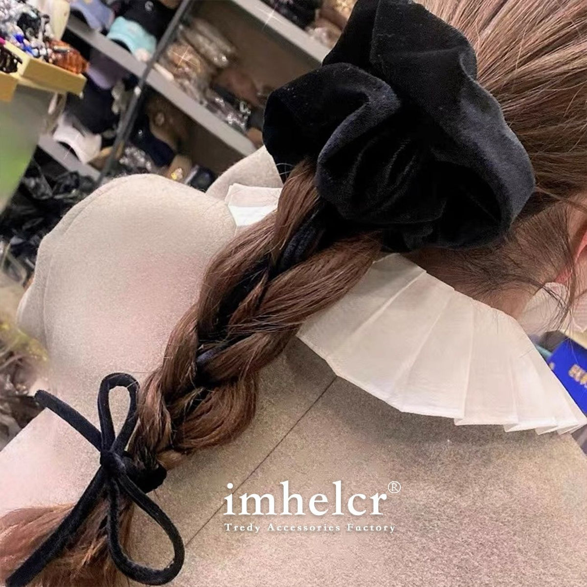 Large Velvet Bow Hair Tie for Vintage Everyday Style