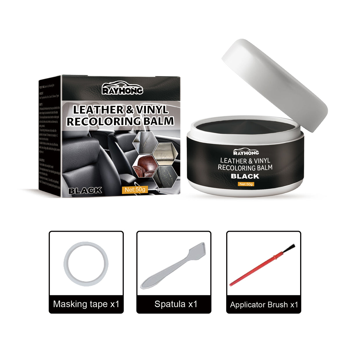 Leather Recoloring Balm for Faded Black Surfaces