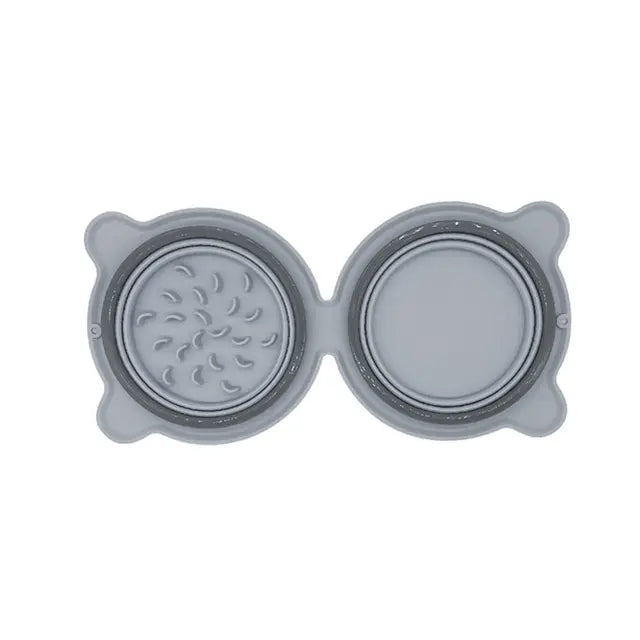 Collapsible Double Dog Bowl for Cleaner Travel Meals