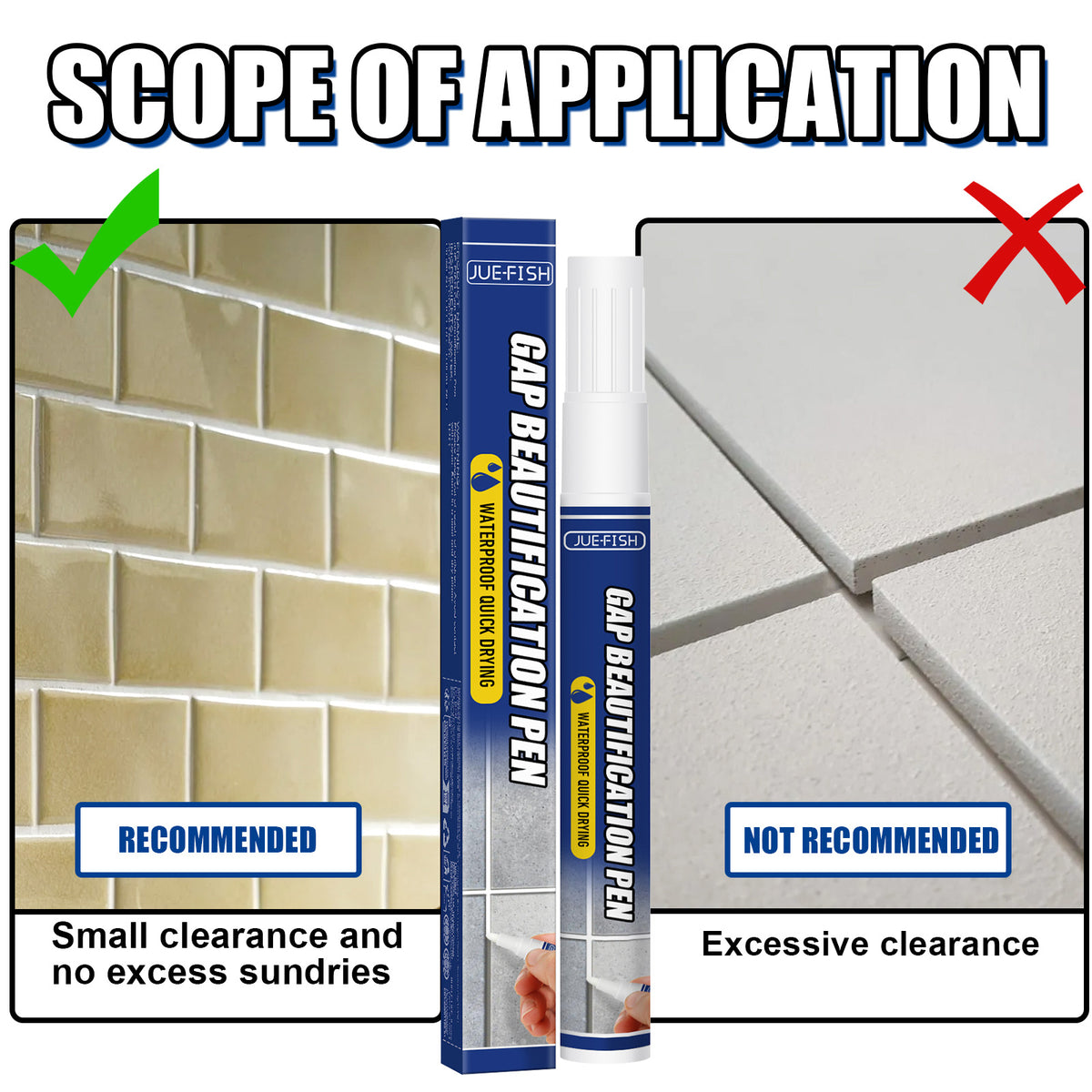 Grout Whitening Pen for Quick, Clean Tile Gap Touch-Ups