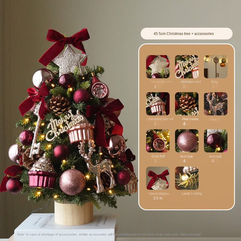 Mini Christmas Tree Decoration With Warm LED Lights