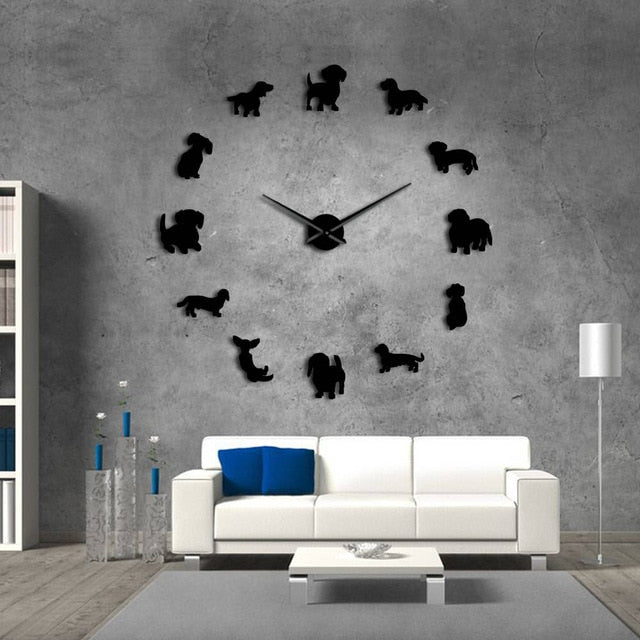 Dachshund Wall Clock With Glossy Mirror-Effect Decor