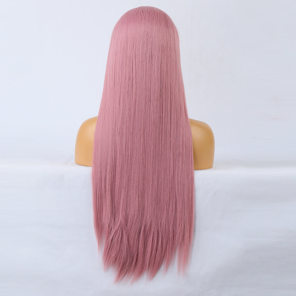 Synthetic Lace Wig: Long Ombre Pink Cosplay Style
