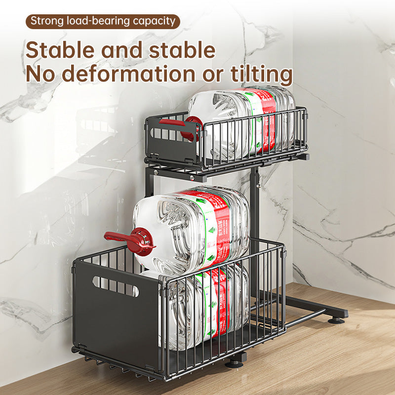 Two-Tier Pull-Out Under-Sink Organizer with Slide Basket