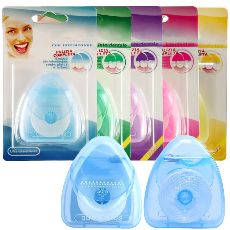 Dental Floss with Built‑In Cutter — Portable 50m Egg‑Shaped