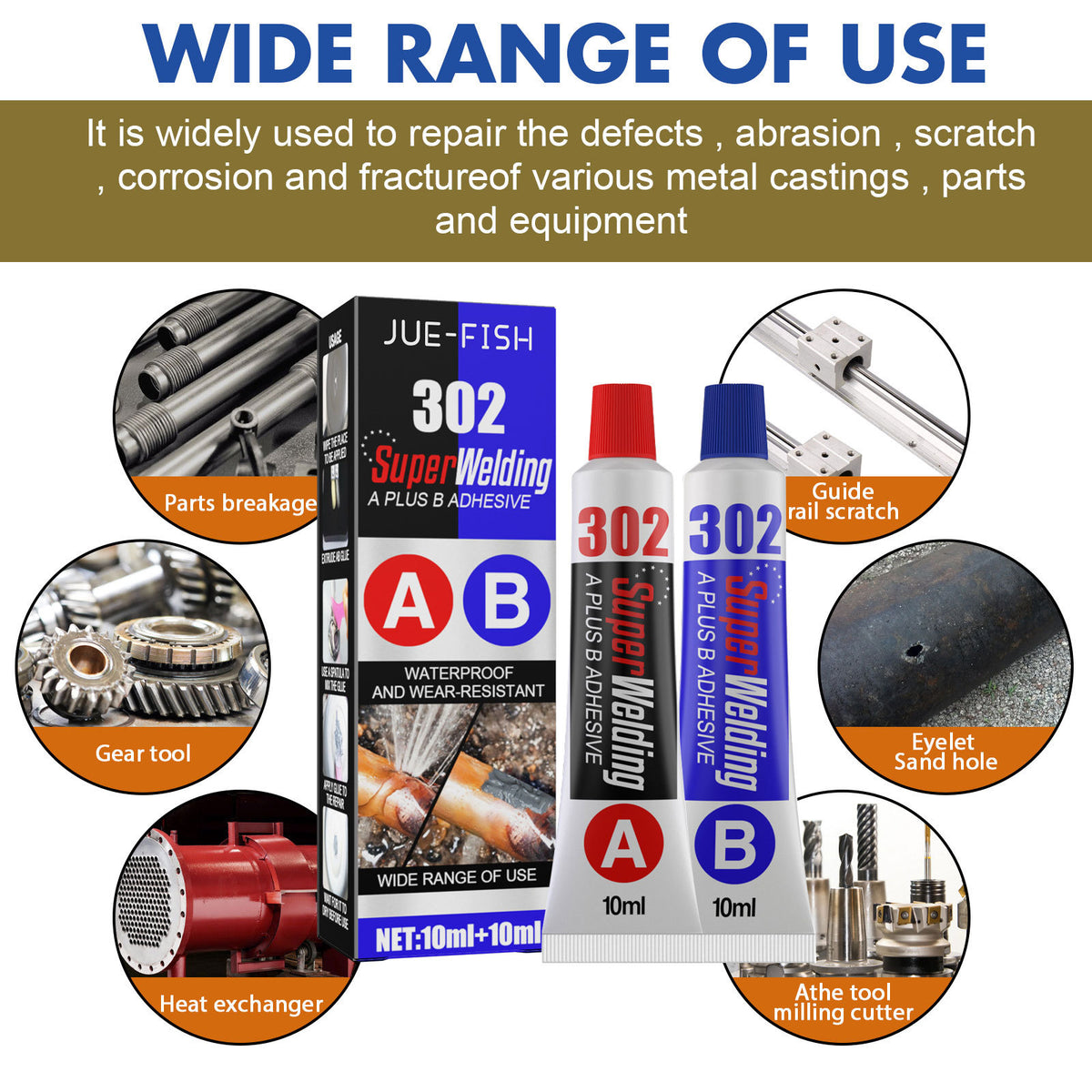 Metal Repair Adhesive for Waterproof, High-Heat Fixes