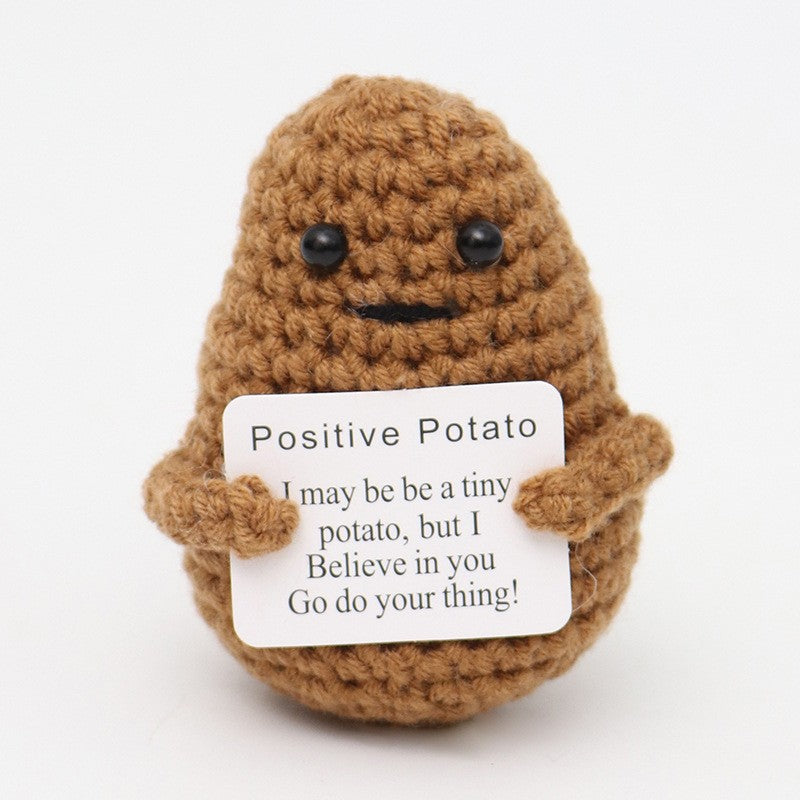 Crocheted Encouragement Doll for Cheerful Desk Decor