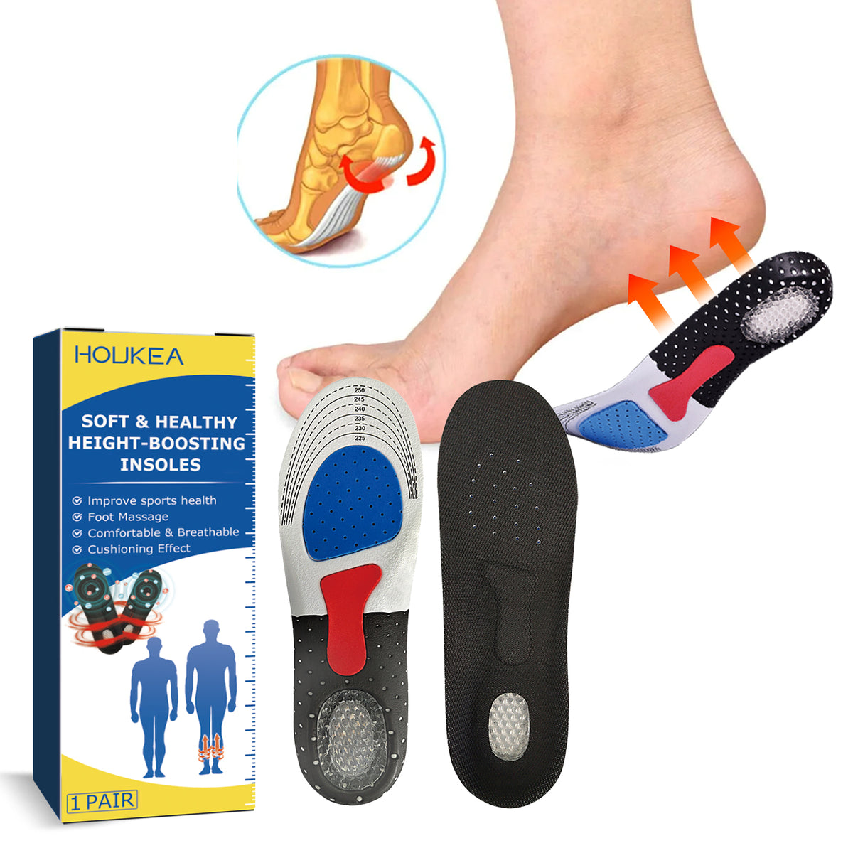 Height-Boosting Insoles With Cushioned Arch Support
