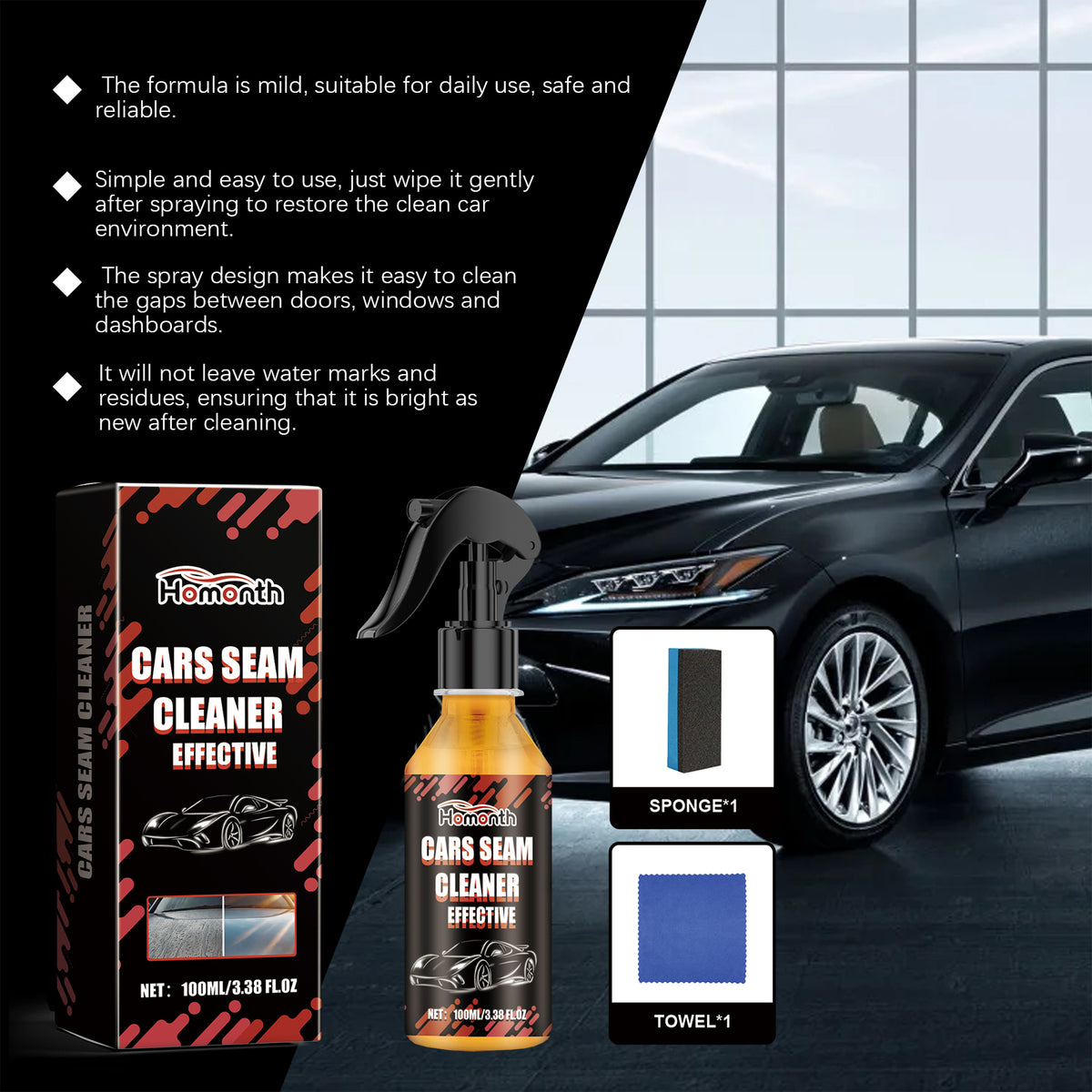 Car Water Stain Cleaner for Gaps, Doors & Interior Trim