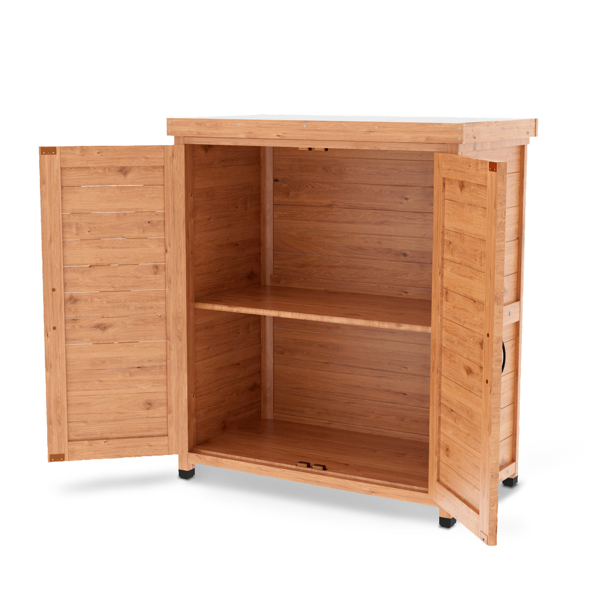 Outdoor Potting Bench with Storage Cabinet and Metal Top