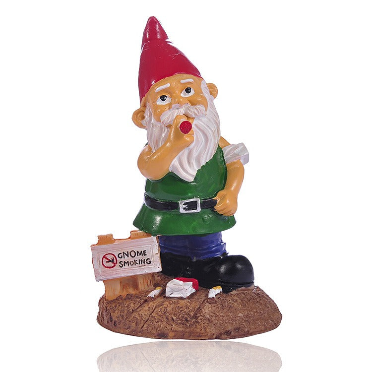 Funny Smoking Garden Gnome Figurine for Outdoor Decor