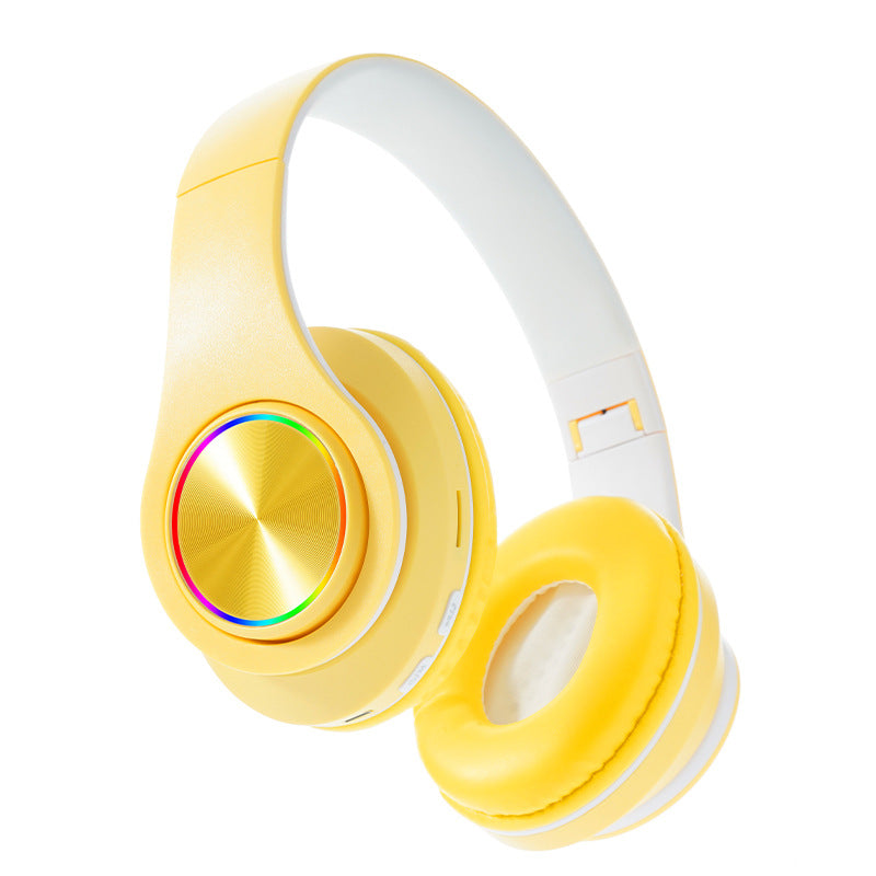 Wireless Headphones with RGB Light Ring & Deep Bass