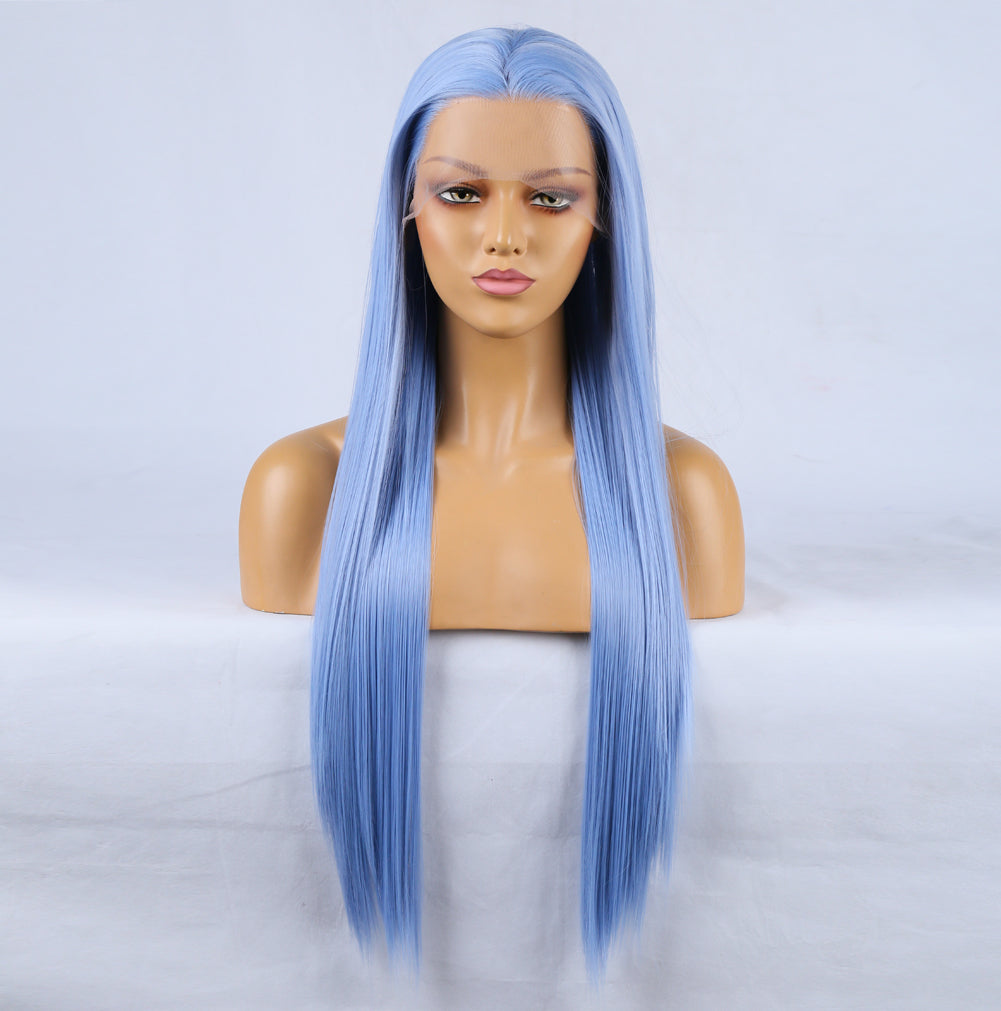 Blue Lace Front Wig for a Sleek Pastel Hair Style