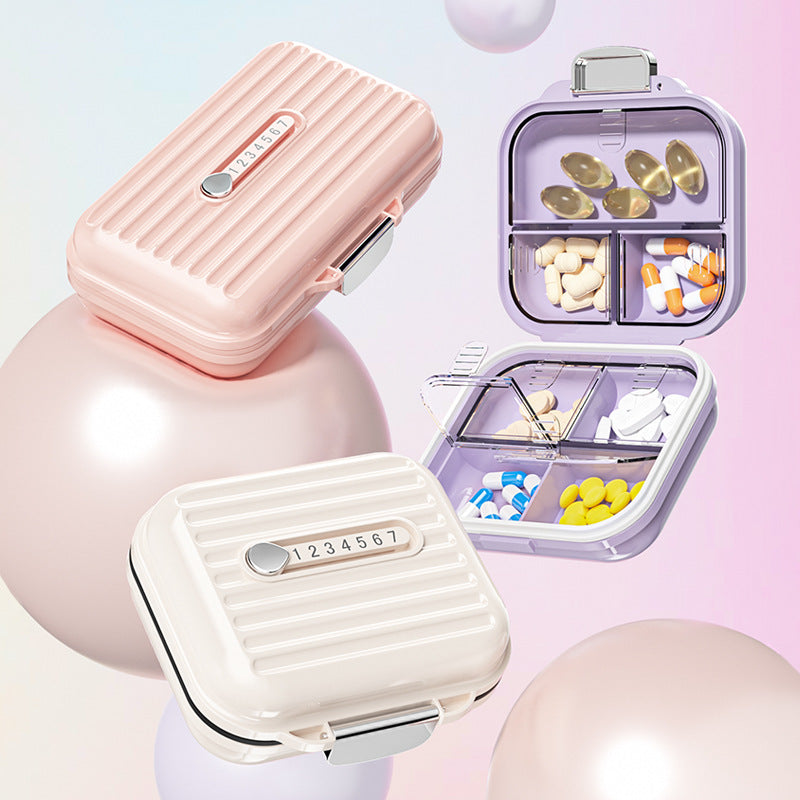 Portable Weekly Pill Organizer Box, 7-Day Dial Lid