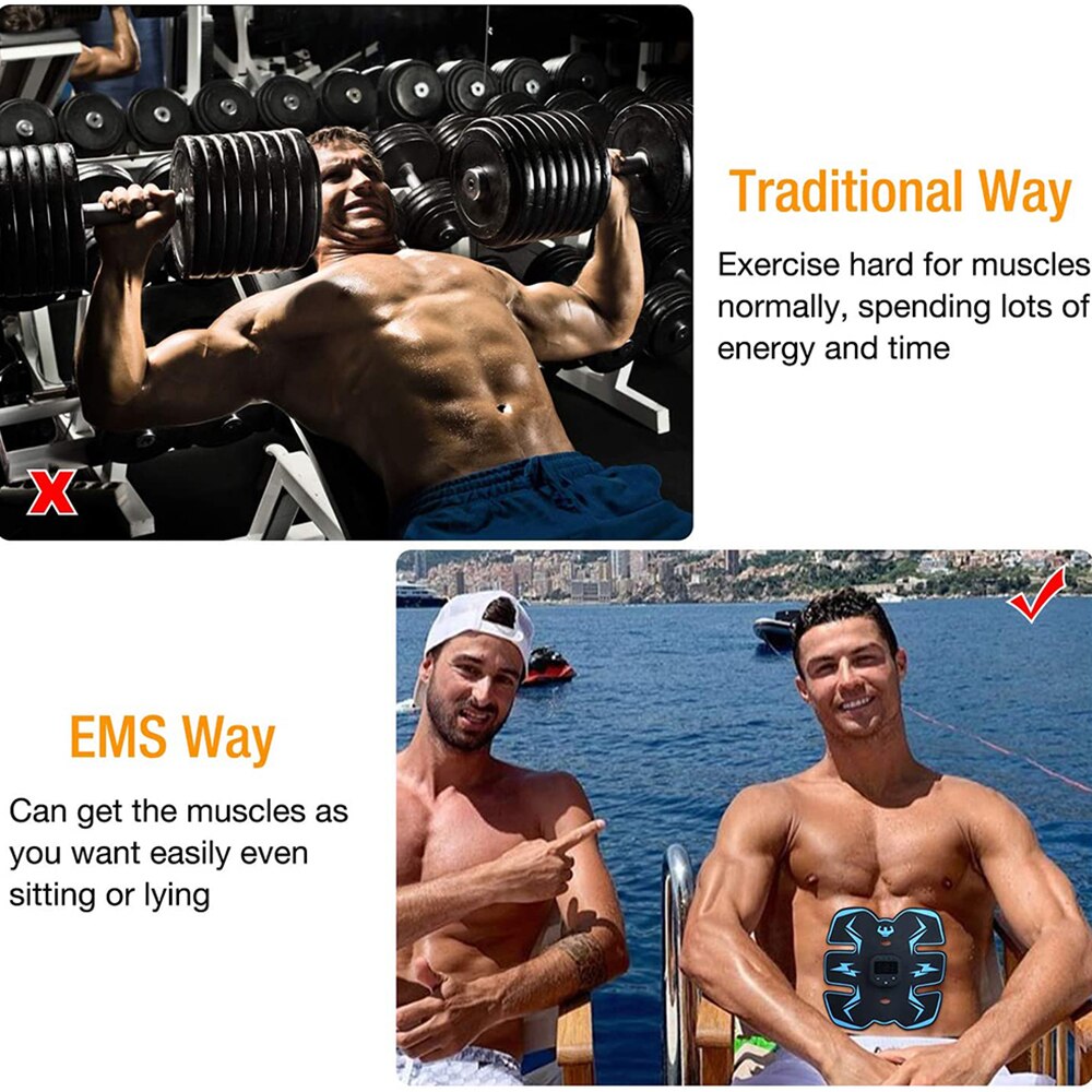 EMS Muscle Stimulator with LED Display USB Rechargeable Abdo