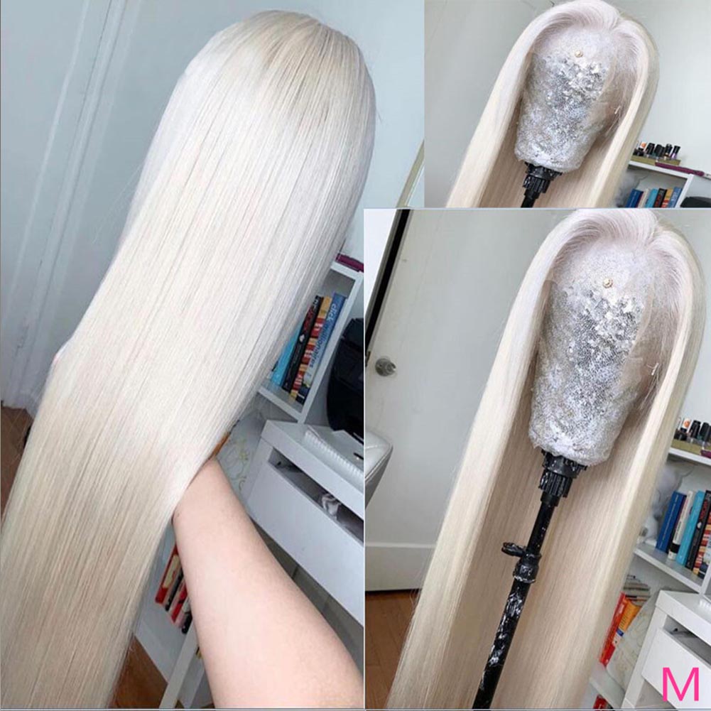 Long Straight Synthetic Wig – Platinum Blonde Hairpiece