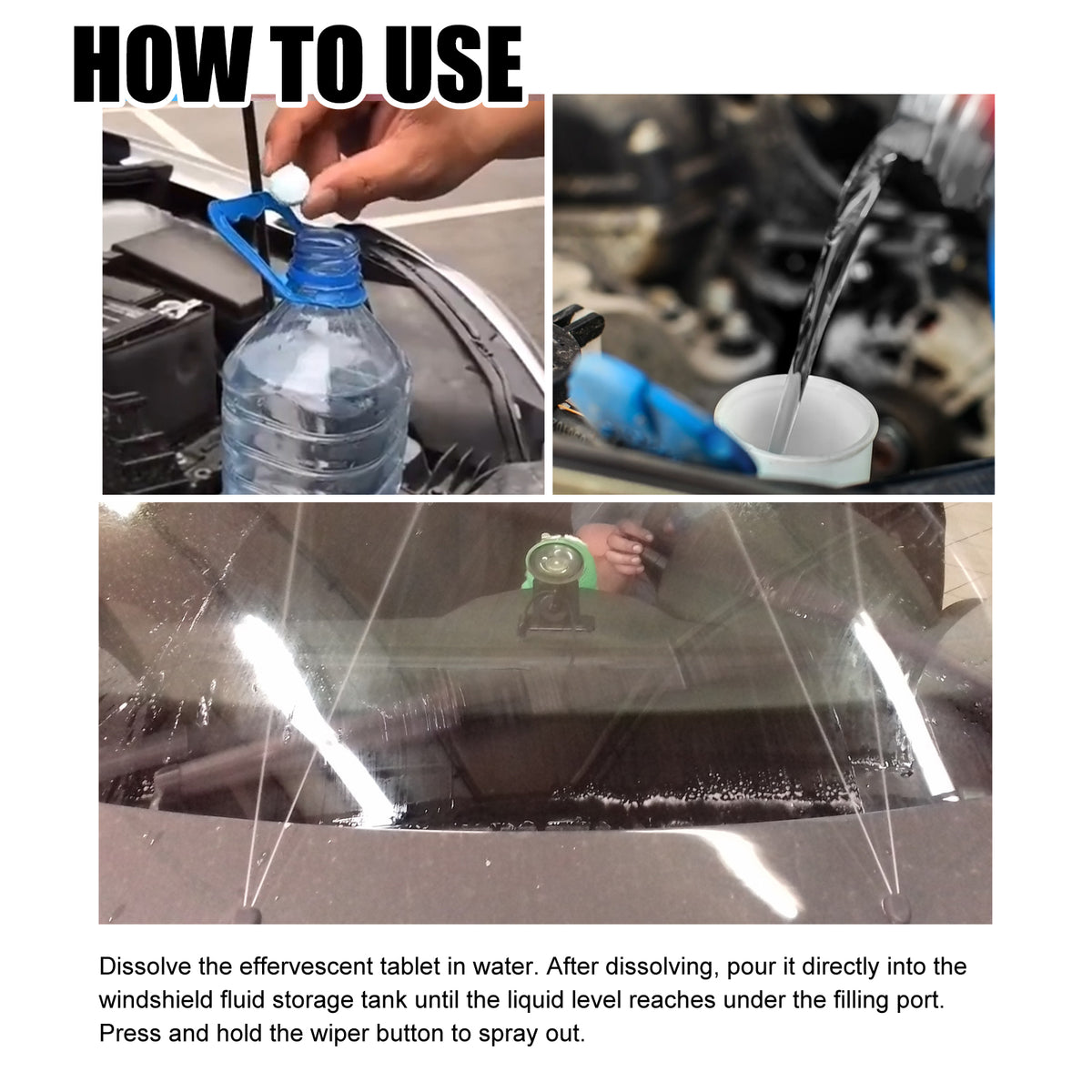 Windshield Washer Cleaning Tablets for Clearer Glass