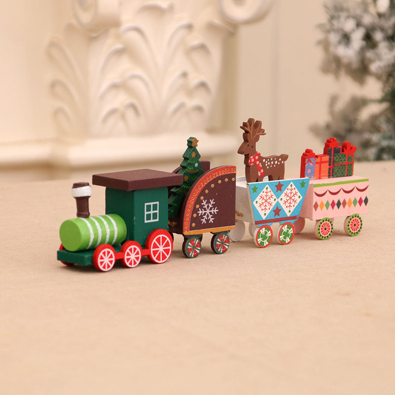 Wooden Christmas Train Decorations for Festive Displays