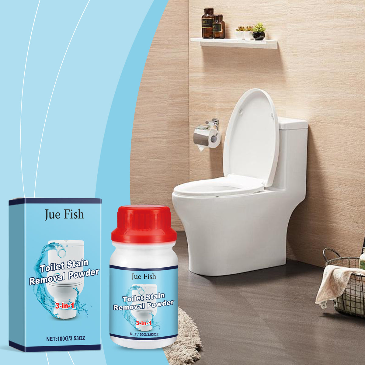 Jue-Fish Toilet Cleaning Powder for Stubborn Stains
