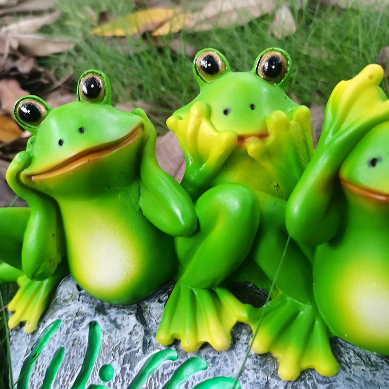 Resin Frog Welcome Sign for Outdoor Garden Decor Art