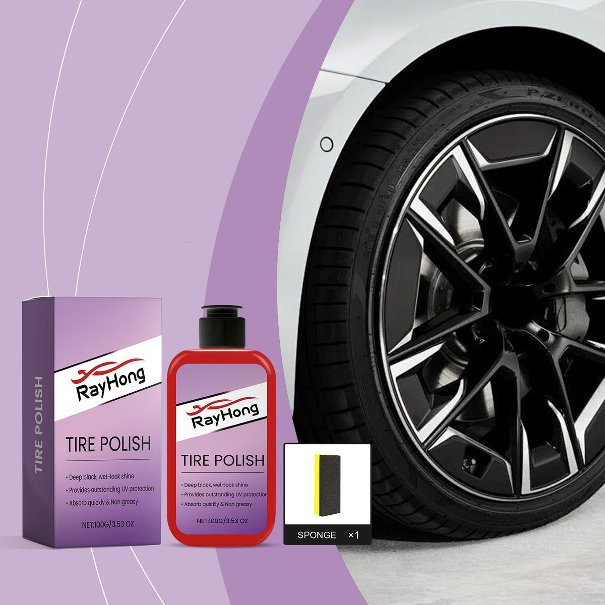 Automotive Tire Polish Paste for Deep Black Wet-Look Shine