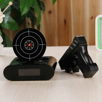 Gun Alarm Clock Shooting Target Wake-Up Office Gadget