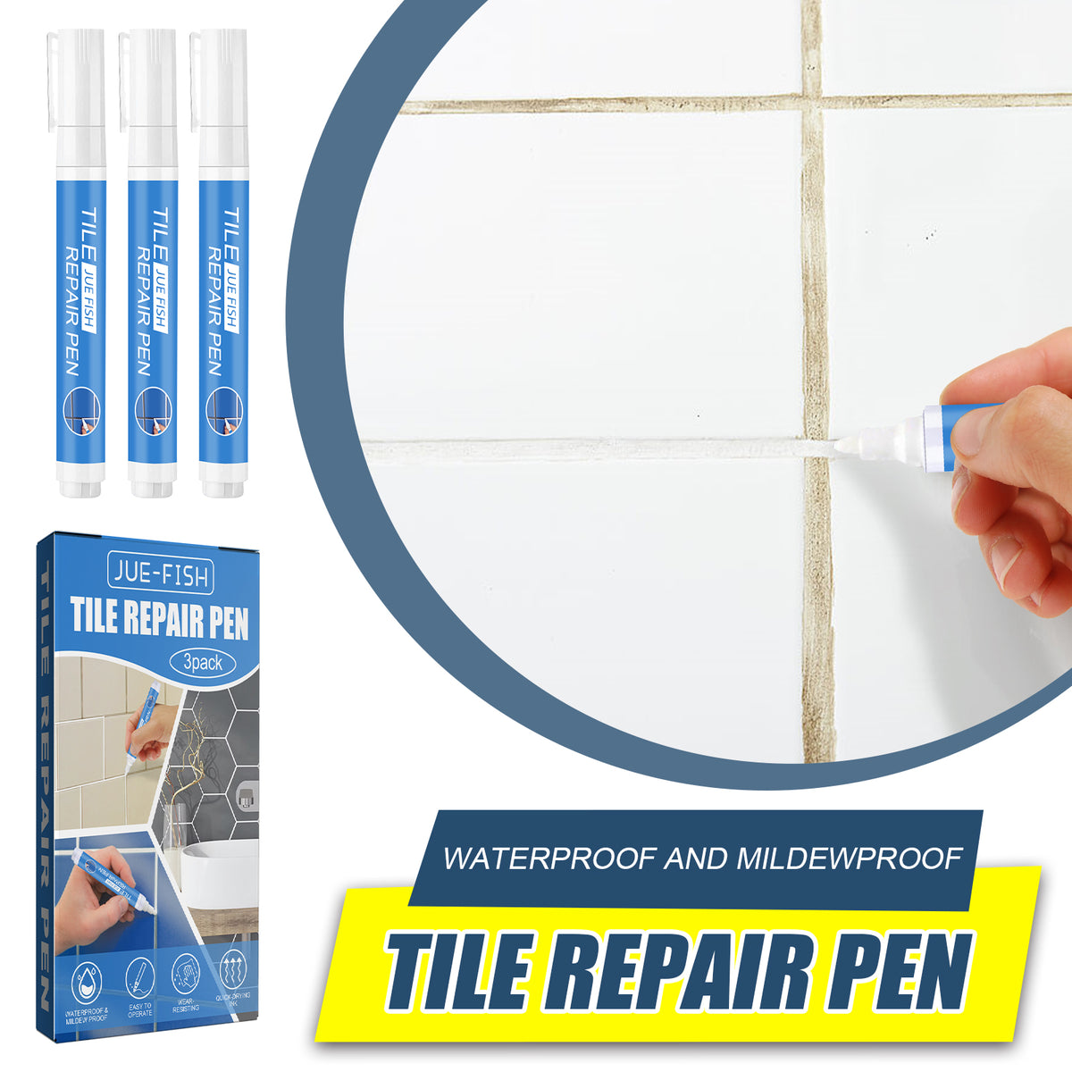 Tile Repair Pen for Waterproof, Bright Grout Lines
