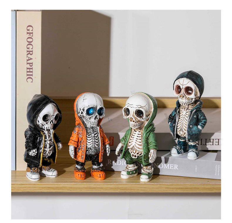 Halloween Skeleton Doll Resin Decor With Gothic Charm