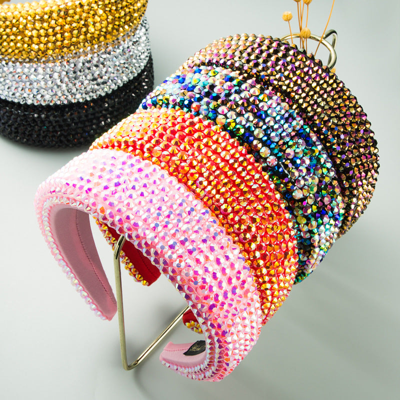 Wide Brim Headband With Full-Drill Sparkle Design