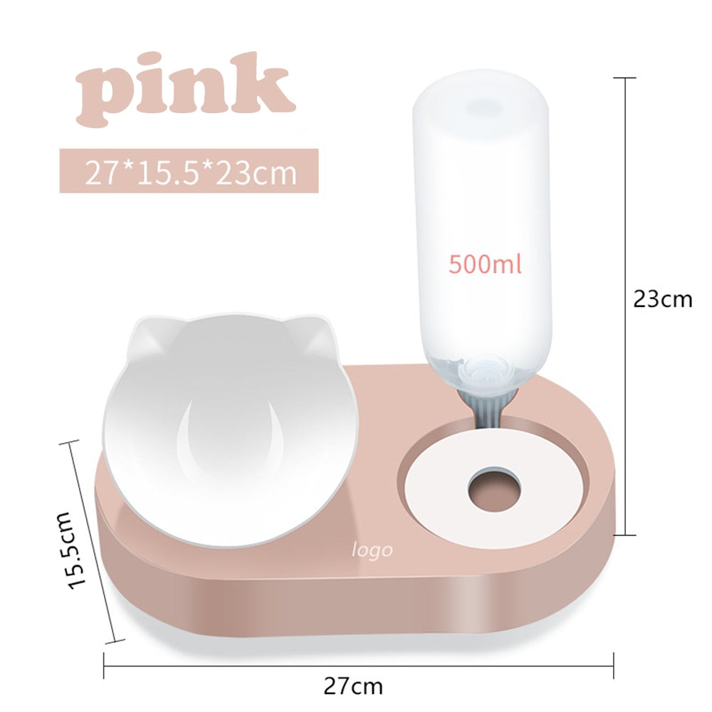 2-in-1 Cat Bowl Water Dispenser for Cats & Small Dogs