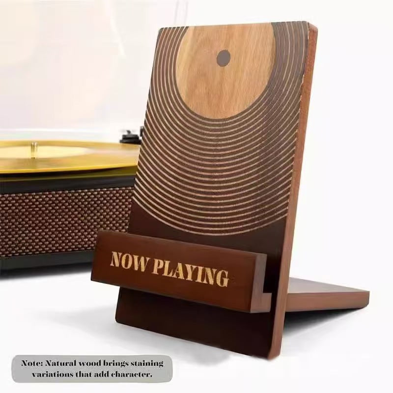 Solid Wood Vinyl Record Display Stand for Your Desk