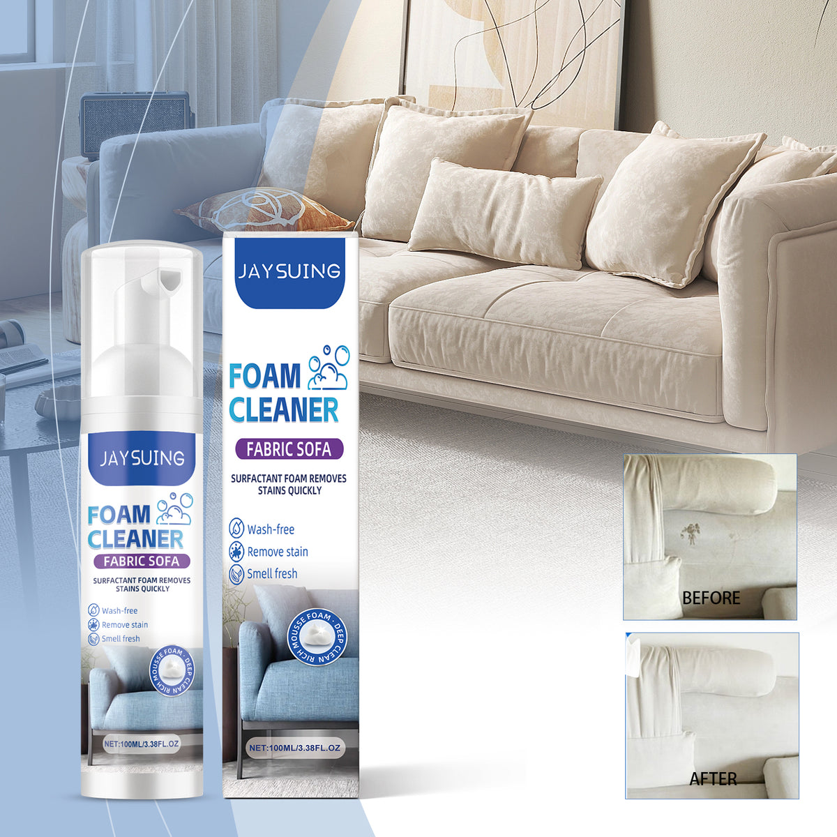Fabric Sofa Foam Cleaner for Residue-Free Stain Care