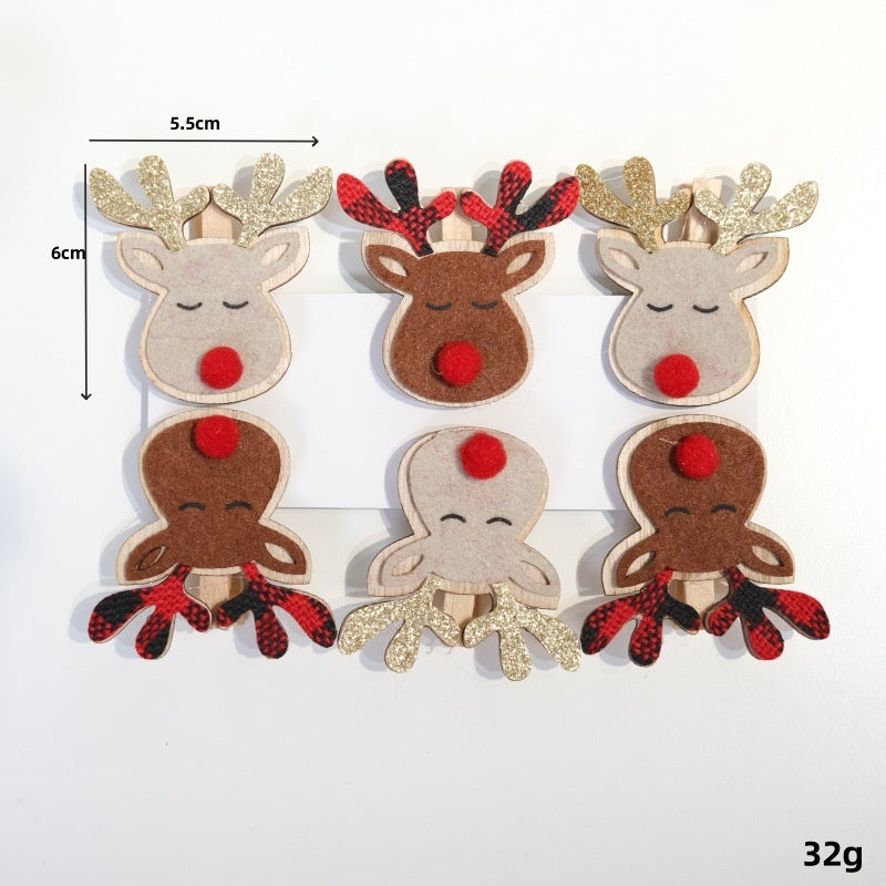 Christmas Wooden Clips for Gift Wrapping & Tree Decor