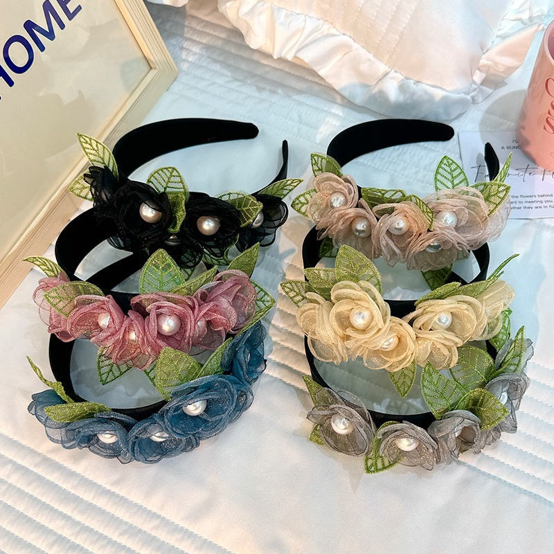 Floral Pearl Headband for Romantic Wedding Guest Style