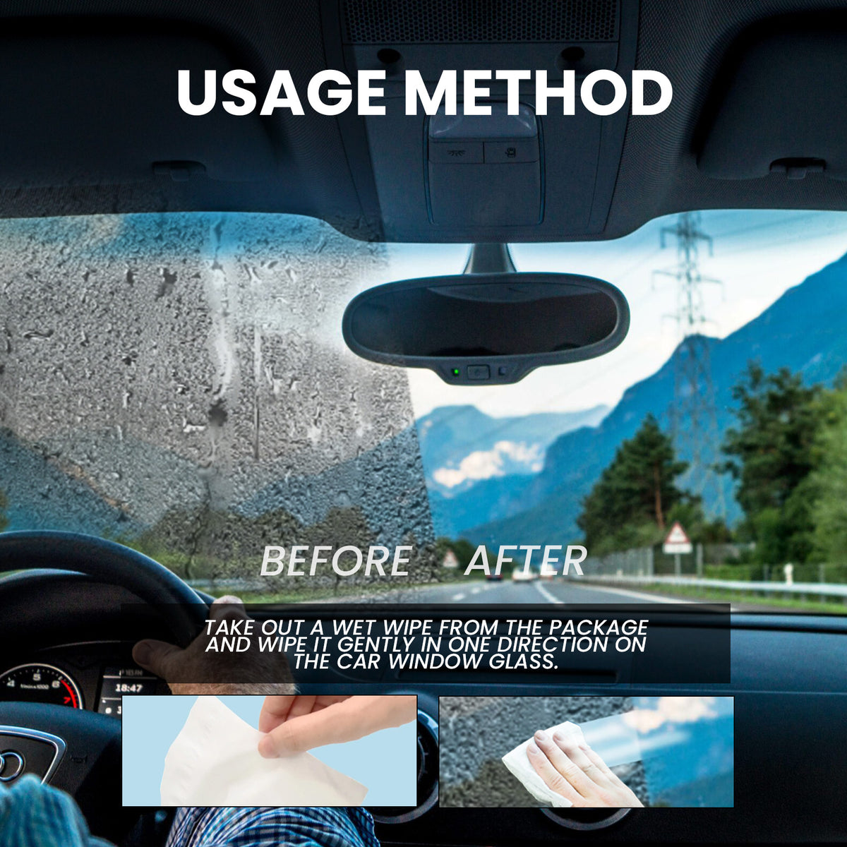 Car Anti-Fog Wipes for Clearer Windshield Visibility
