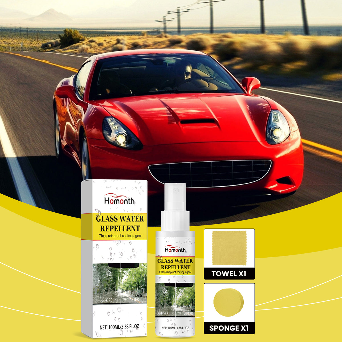 Car Glass Rain Repellent Spray for Clearer Driving Vision