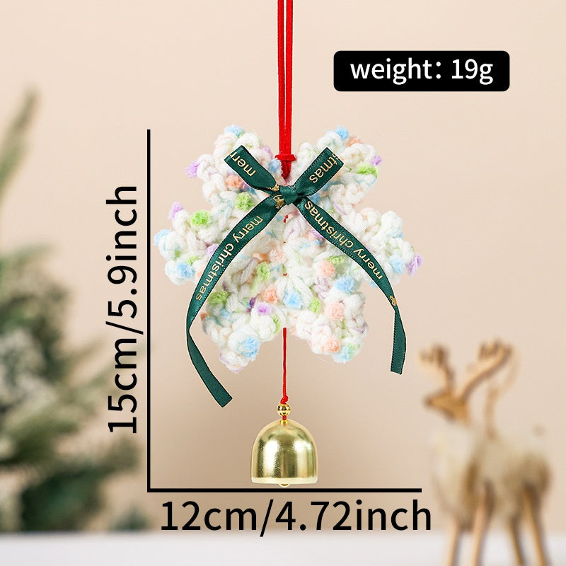 Knitted Christmas Tree Hanging Ornament With Festive Bell