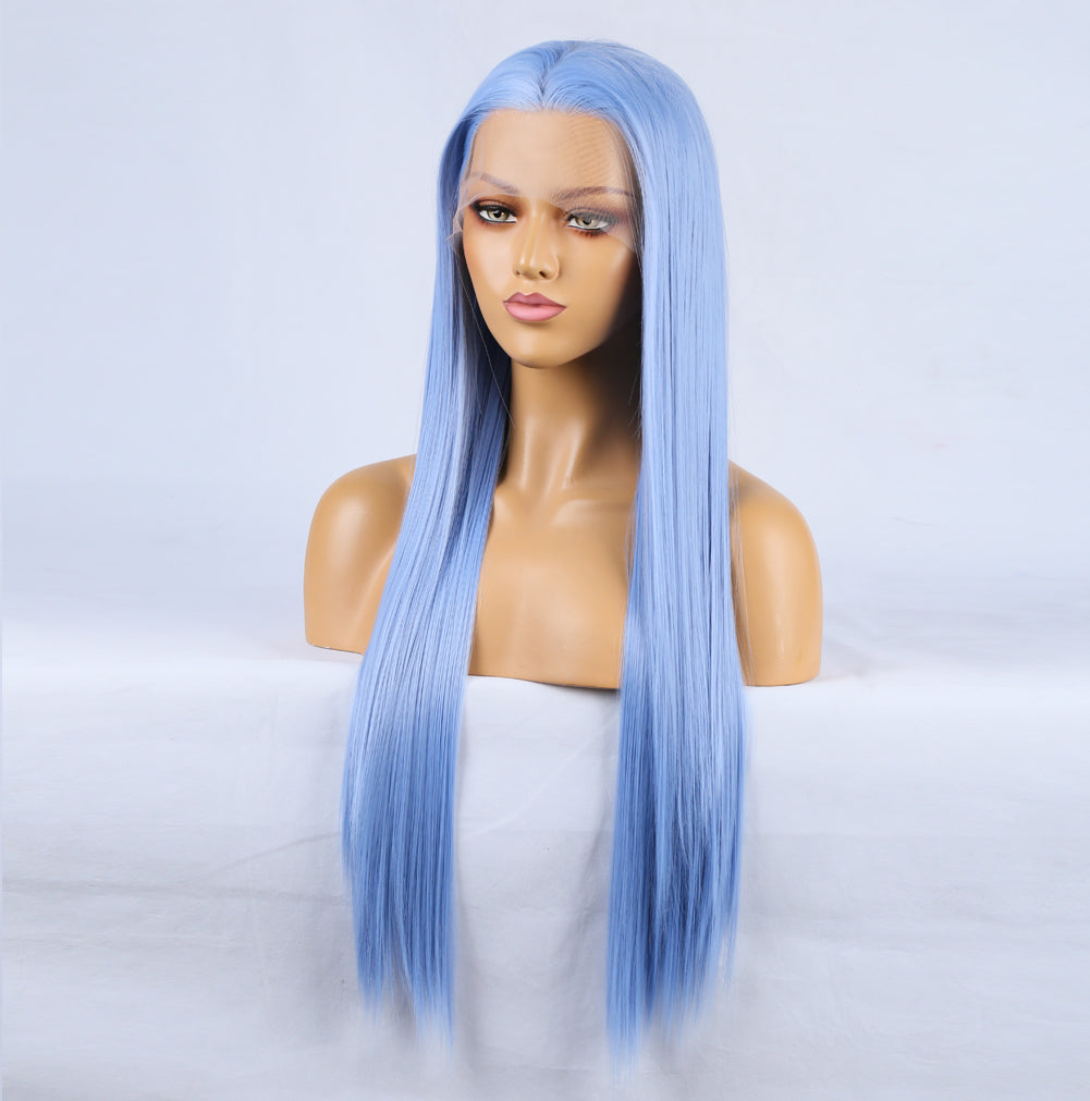 Blue Lace Front Wig for a Sleek Pastel Hair Style