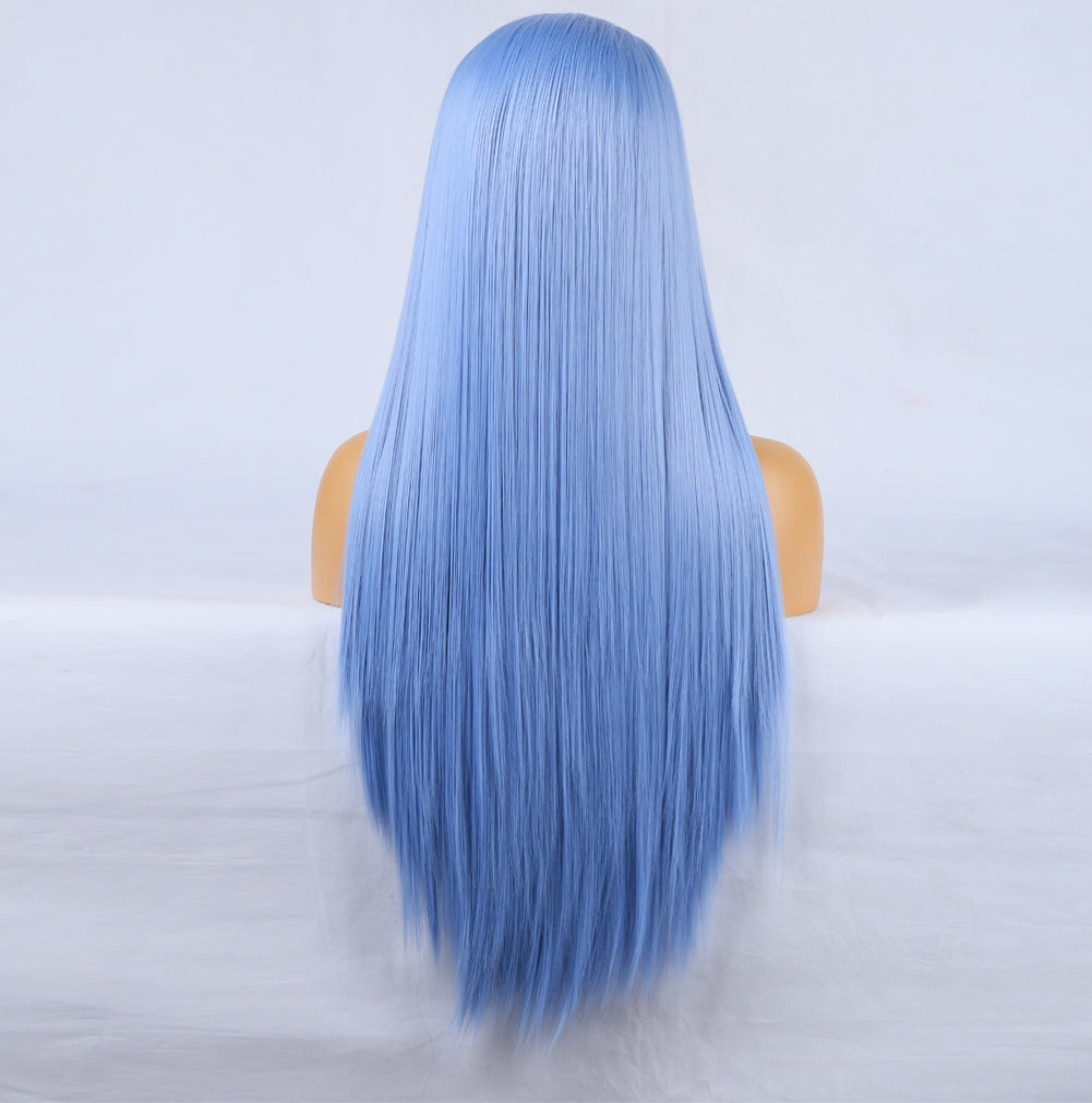 Blue Lace Front Wig for a Sleek Pastel Hair Style