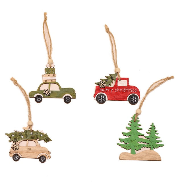 Wooden Christmas Animal Ornaments Set For Rustic Charm