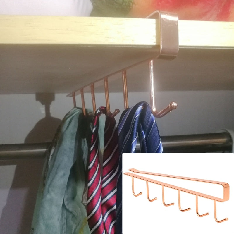 Punch-Free Under Shelf Hanging Rack for Mugs and Utensils