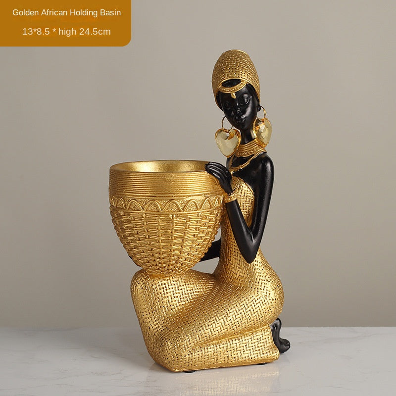 African Resin Figurines for Warm Artistic Home Decor