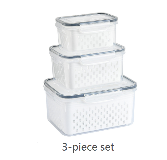 Fruit and Vegetable Fridge Storage Box With Drain Basket