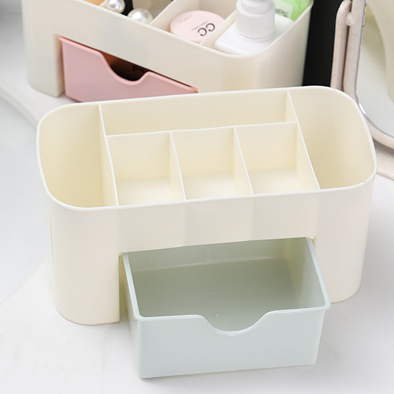 Desktop Makeup Organizer Box with Pull-Out Storage Drawer
