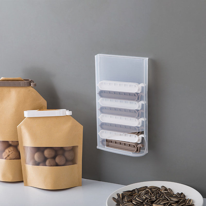 Food Sealing Clips with Wall Mount Storage Case, 10 Pack