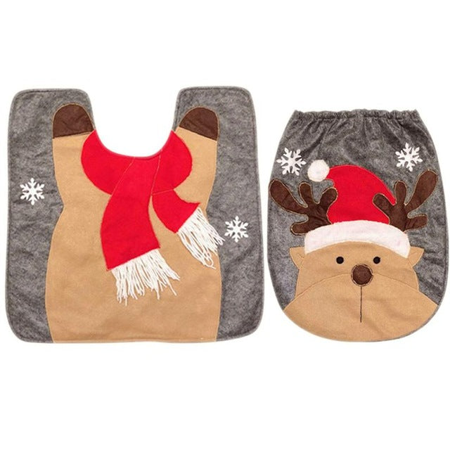 Christmas Bathroom Rug Set for Festive Holiday Decor