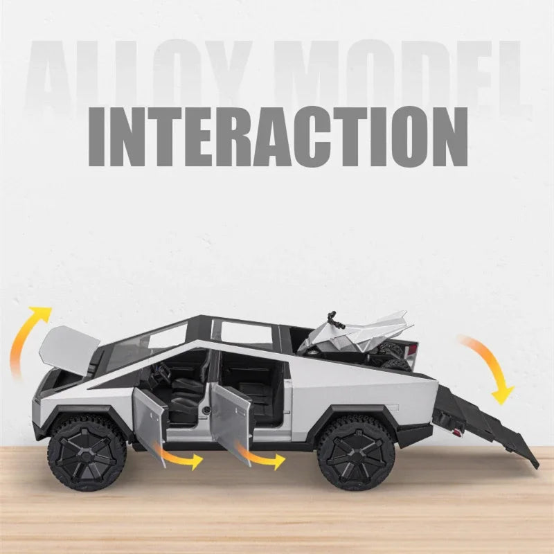 1:24 Alloy Pickup Toy Car With Lights, Sound & Quad