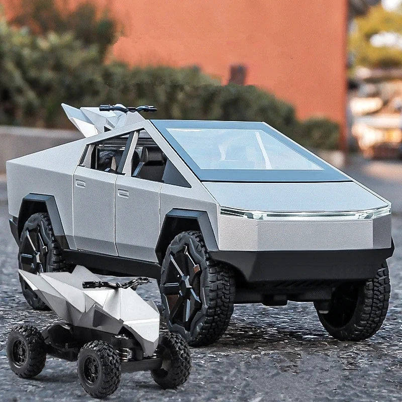 1:24 Alloy Pickup Toy Car With Lights, Sound & Quad